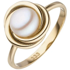 Anillo De 333 Oro Amarillo Con Perla Agua Dulce Blanco Crema Mujer - Imagen 1 de 1