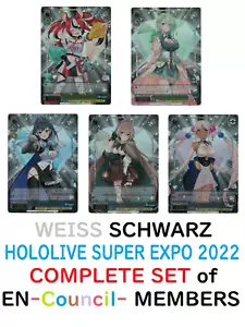 COMPLETE 5 Hololive English COUNCIL Members Cards Weiss Schwarz Expo Japanese NM - Picture 1 of 7