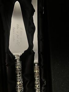 Mikasa 2 Pc Wedding Cake Knife and Server Set, Silver Plated In Velvet Case