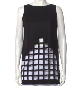 New VALENTINO Black WOOL Top TUNIC with CUT-OUT Accents - Picture 1 of 3