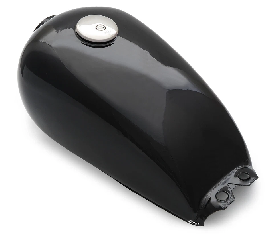 Cafe Racer 油箱 - 黑色/原钢 - 复古摩托车可选颜色和样式 — 第 1/1 张图片