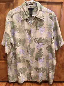 Men's Claiborne Short Sleeve Shirt, Size: Large, 100% Silk, Floral Design - Picture 1 of 3