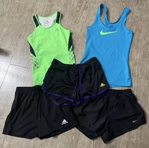 Adidas Nike Lot Of 5 Women’s Size Small 3 Shorts 2 Tops - Picture 1 of 16