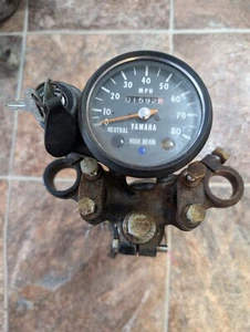 1974 Yamaha Dt100 Dt 100 Speedometer Key Switch  Triple Tree Mount Horn - Picture 1 of 11