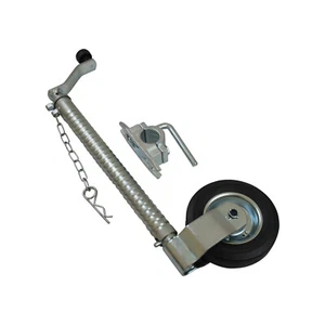 Heavy Duty Caravan Jockey Wheel & Clamp 48MM (Ribbed Trailer Metal Wind Handle) - Picture 1 of 7