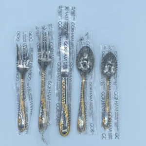 Gorham Golden Swirl Flatware 5 Piece Place Setting Japan 18/8 Stainless - Picture 1 of 5