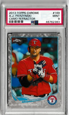 A.J. PIERZYNSKI 2013 TOPPS CHROME BASEBALL CAMO REFRACTOR PSA 9 MINT # 09/15 - Image 1 of 2