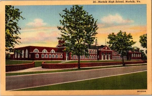 Postal Norfolk High School Norfolk Virginia lino sin publicar - Imagen 1 de 2