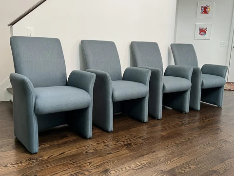 Mid Century Modern Four Chicklet Style Dining Side Chairs Cover