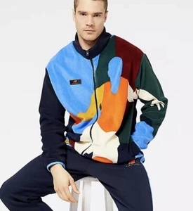 New Balance Zip NB Hoops Abstract Sherpa Fleece Jacket BASKETBALL MJ23584 NWT LE - Picture 1 of 11