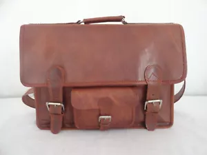 18 In Real Leather Briefcase Messenger Bag Office Laptop Satchel Shoulder Bags - Picture 1 of 11