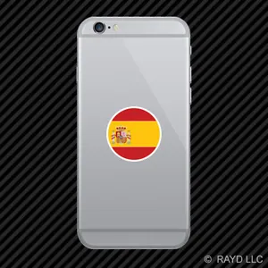 Round Spanish Flag Cell Phone Sticker Mobile Die Cut Spain