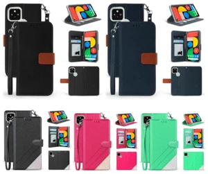 "FUNDA BILLETERA DE CUERO PU PREMIUM PARA GOOGLE PIXEL 4A 5G 5.7"" 6" 6.2"" - Imagen 1 de 7