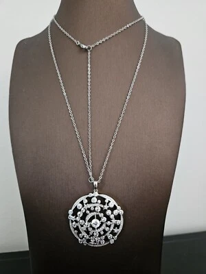 Halskette Collier 70+10cm mit Anhänger Himmel Messing Silber rhodiniert CZ - Bild 1 von 3