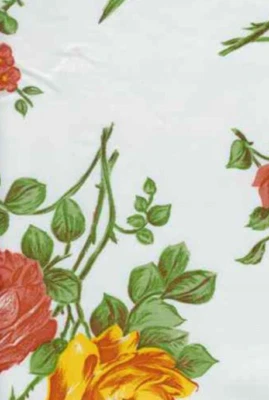 Oilcloth Fabric Floral Rosegall White Pattern Sold in Yard or Bolt - Image 1 of 2
