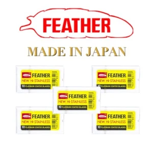 50 Feather Shaving Razor Blades Stainless Double Edge Original Made in Japan - Picture 1 of 6