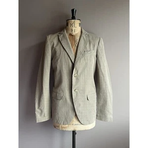 Diesel Blazer Men’s Size L Beige Check Cotton Linen Italy Made Holiday - Picture 1 of 14