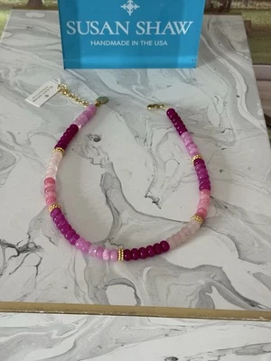 Collar de jade rosa Susan Shaw, nuevo con etiquetas  Foto 1 de 4