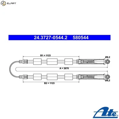CABLE PULL PARKING BRAKE 24.3727-0544.2 FOR FIAT SEICENTO/600/Hatchback/Van 0.7L - Image 1 of 4