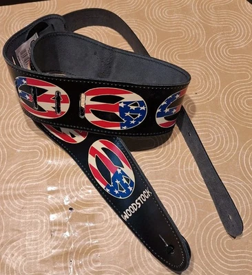 Correa de guitarra de cuero Planet Waves Woodstock Collection de 2,5 pulgadas bandera de la paz nueva Foto 1 de 4