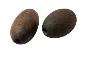 Set Of 2 Cedar WOODEN Fishing Floats 6" Hand-Hewn Vintage Bobber Buoys USA - Picture 1 of 7