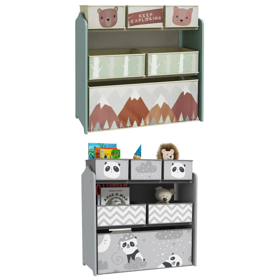 Organizador de juguetes Qaba con 6 contenedores de almacenamiento, 25" x 12" x 26" Foto 1 de 1