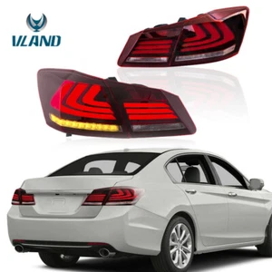 Par de luces traseras LED rojas transparentes de freno para Honda Accord 2013-15 4 puertas - Imagen 1 de 7