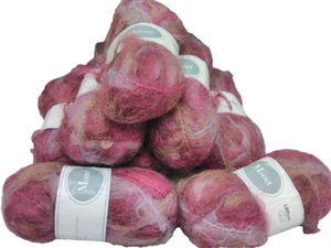 Hilo de lana mohair Monet por Ulltex 8 madejas abigarrado malva púrpura Francia - Imagen 1 de 3