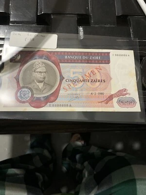 Zaire 50 Zaires 1980  Specimen P-25s  24s  UNC Price For Both - Image 1 of 4