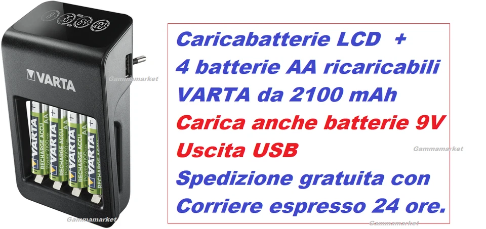 Varta Caricatore a Spina LCD Aa/aaa/9v e dispositivi USB (incl. 4x AA 2100mah) 4