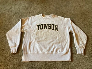 Vintage Champion Reverse Weave Sweatshirt Medium Gray Ncaa Football Towson - Picture 1 of 7