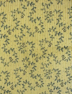 Vntg Sewing Fabric Andover Tiny Navy Floral Pin Stripe 3/4ydx45" Cotton Yellow - Image 1 of 4