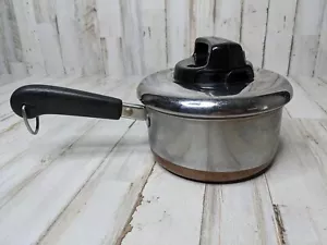 Vintage Revere Ware 1 QT Soßenpfanne Topf Kupfer plattiert Boden mit Deckel Clinton IL 1801 - Bild 1 von 6