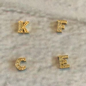 Retired/Hard To Find Origami Owl Charms Gold Rhinestoned Letters K, F, C, And E - Picture 1 of 6