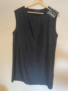 AllSaints black silk embellished sleeveless top size 8 crystal - Picture 1 of 7