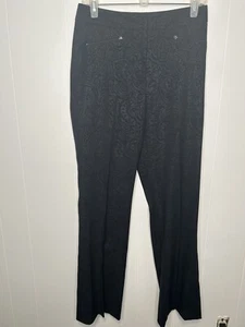 Etcetera Flare Leg Pants Women's Size 6 Black Paisley Zippered Pockets Career - Picture 1 of 10