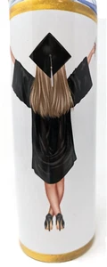 Custom Made 20oz Skinny Tumbler W/ Straw double Wall Sublimated Graduation Girl - Picture 1 of 2