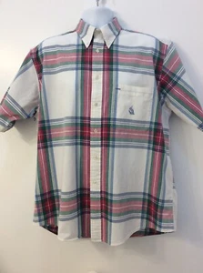 Vintage Nautilus Plaid Mens L Shirt Short Sleeve Button Down Wide Ship Preppy - Picture 1 of 6