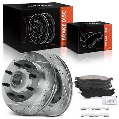 6 piezas rotores de freno perforados y pastillas de freno de cerámica para Dodge Ram 1500 Van 1999 delantero Foto 1 de 4
