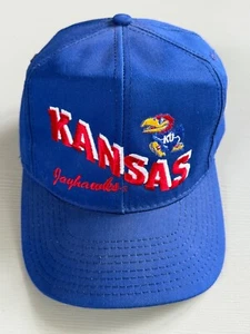 Vintage University of Kansas KU Jayhawks Snapback Hat Made in USA Blue - Imagen 1 de 7