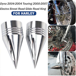 Chrome Spike Front Axle Nut Cover For Harley Road King Street Electra Glide Dyna