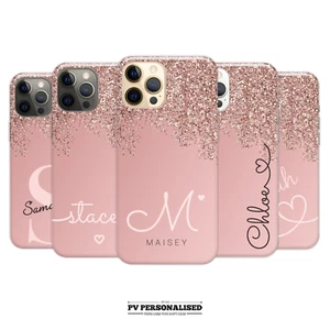  Personalisierte Handyhülle rosa Name Silikon Abdeckung für iPhone 15 14 13 12 11 - Bild 1 von 24