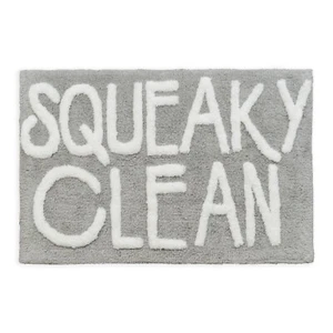 Squeaky Clean Slogan Bath Mat Non-Slip 50 x 80cm - Super Soft Hand Tufted Rug - Picture 1 of 7