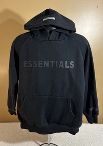 Felpa nera con cappuccio Essentials Fear Of God logo tasche laterali uomo taglia large - Foto 1 di 16