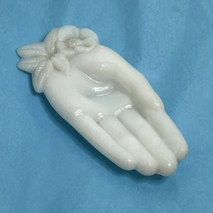 Jabonera de mano años 70 Avon flor vaso de leche blanco EE. UU. anillos de joyería - Imagen 1 de 5
