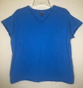 Camiseta Gildan 2XL Azul Turquesa Manga Corta Cuello en V 100% Algodón Algo Elástico - Imagen 1 de 5