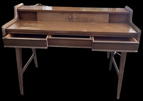 MCM Mid Century Modern Writing Secretary Desk With Full 360 Swivel Chair Cover