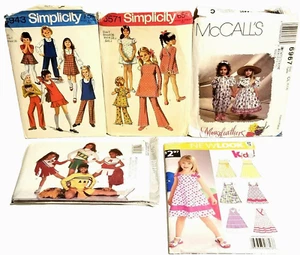 5 Vintage Sewing Patterns Girl's Assorted Sizes Simplicity McCalls Pantsuit Etc - Picture 1 of 8
