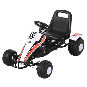 Go Kart Mit Pedal Kinderfahrzeug Tretauto mit Pedal für 3-6 Jahre Stahl Weiß - Bild 1 von 10