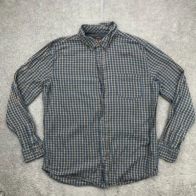 Original Weatherproof Thin Flannel Shirt Mens Large Blue Brown Plaid Button Up - Image 1 of 4